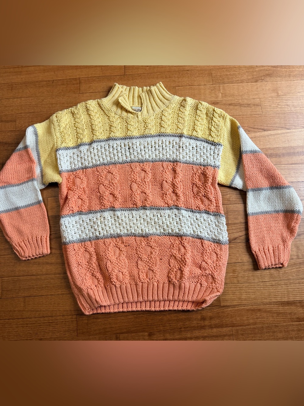 Vintage 80s 90s Diane Von Furstenberg Colorblock Cable Knit Sweater Womens XL
